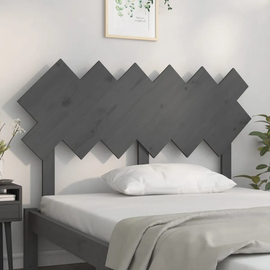 Tête de lit Gris 132x3x81 cm Bois massif de pin - 3