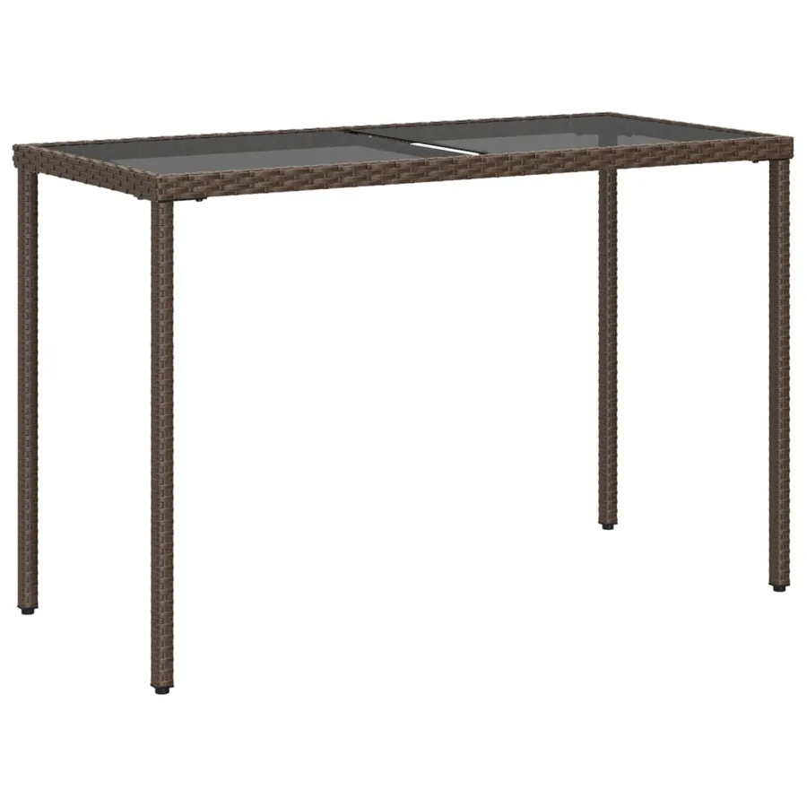 Table de jardin dessus en verre marron 115x54x74 cm poly rotin - 6