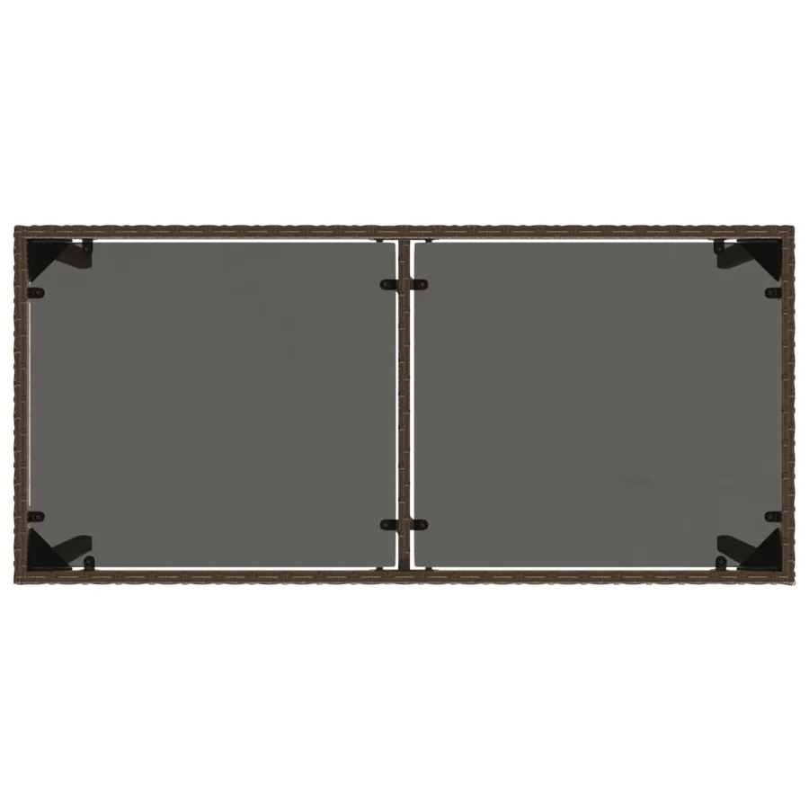 Table de jardin dessus en verre marron 115x54x74 cm poly rotin - 7