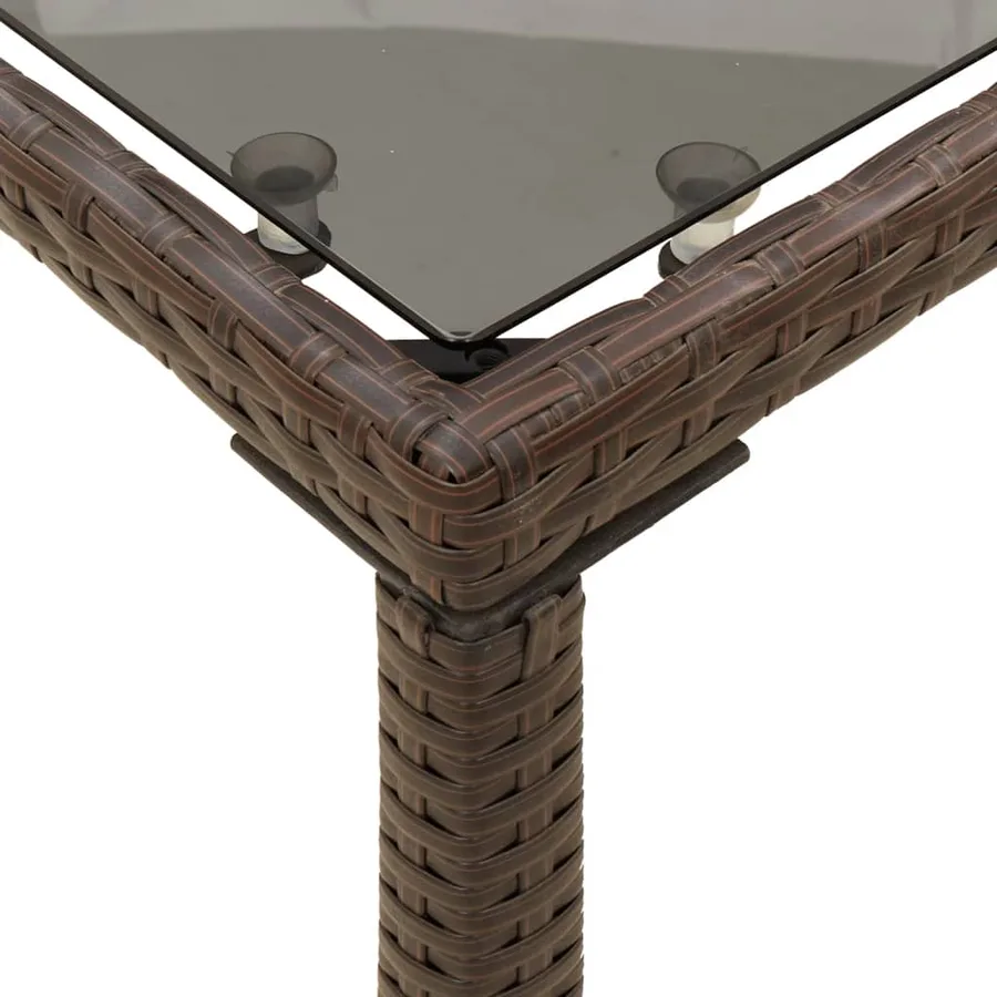 Table de jardin dessus en verre marron 115x54x74 cm poly rotin - 8