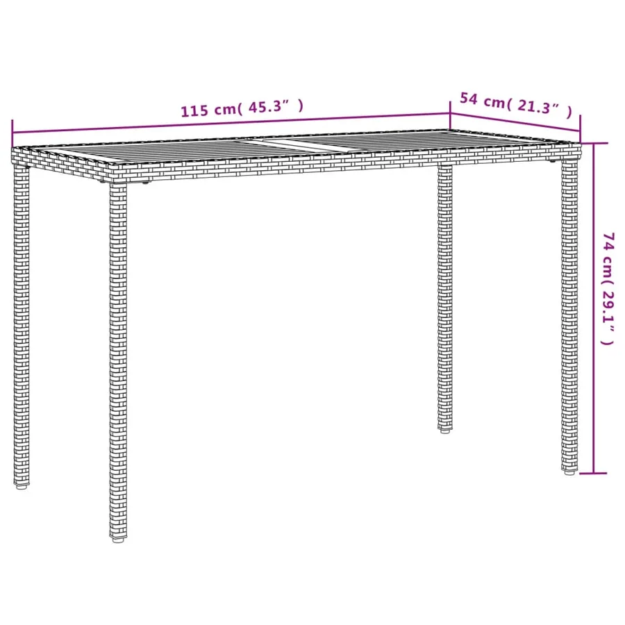 Table de jardin avec dessus en bois d'acacia gris 115x54x74 cm - 10