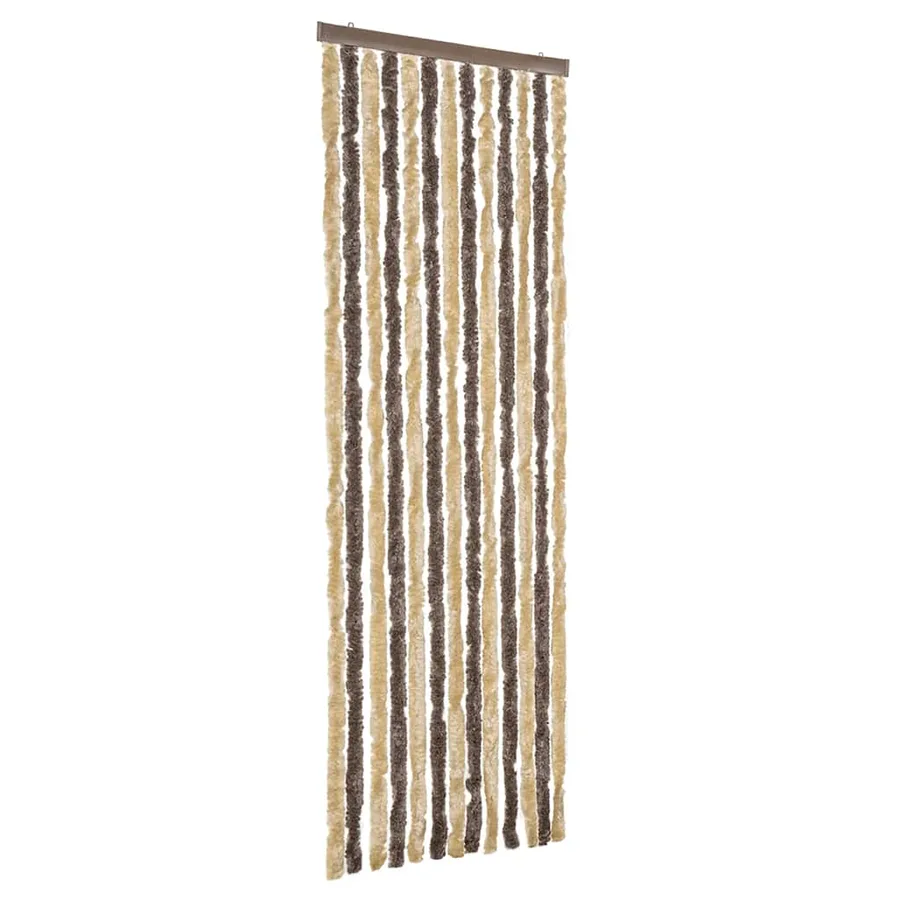 Rideau anti-mouches marron foncé et beige 56x200 cm chenille - 2