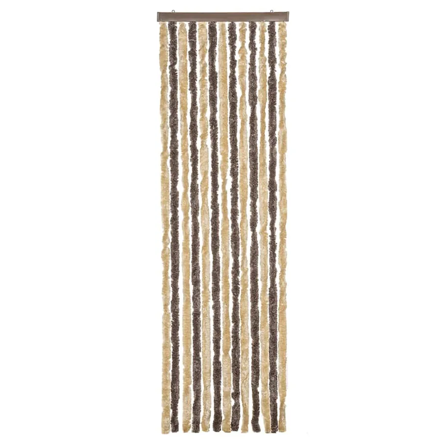Rideau anti-mouches marron foncé et beige 56x200 cm chenille - 3