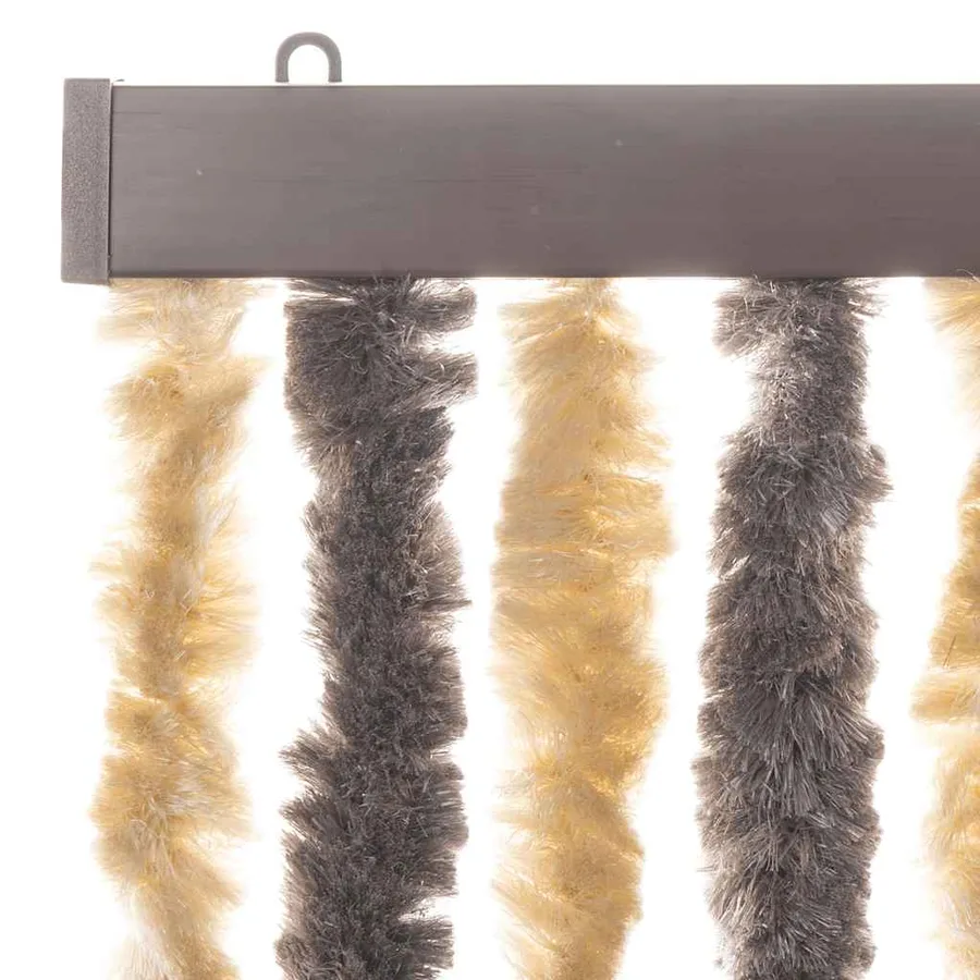 Rideau anti-mouches marron foncé et beige 56x200 cm chenille - 4