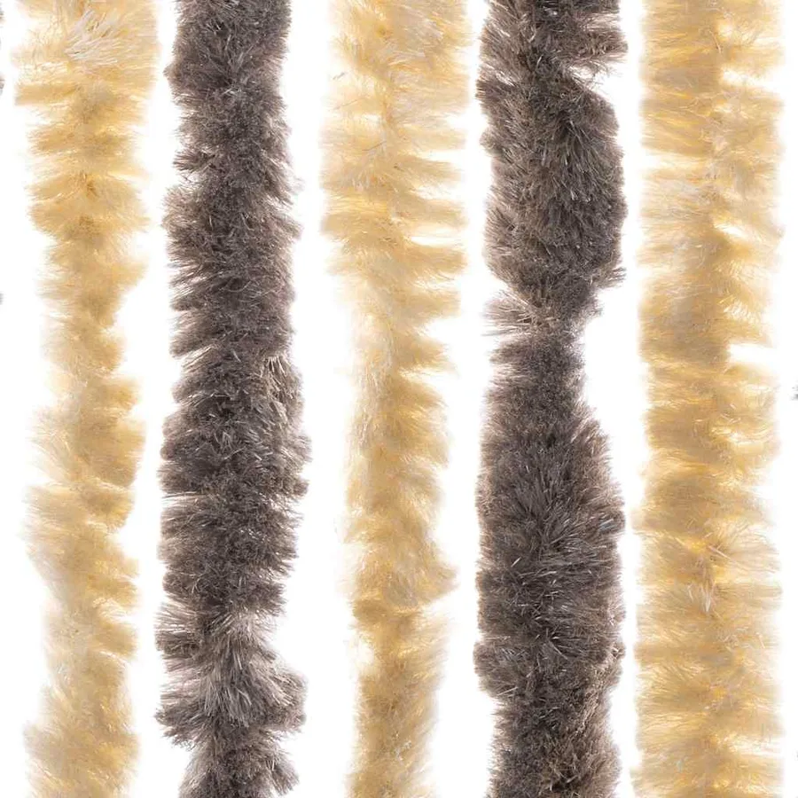 Rideau anti-mouches marron foncé et beige 56x200 cm chenille - 5