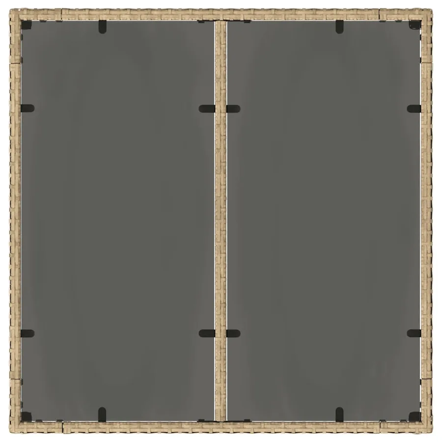Table de jardin dessus en verre beige 90x90x75cm résine tressée - 7