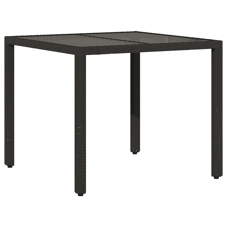 Table de jardin dessus en verre Noir 90x90x75 cm Résine tressée - 2
