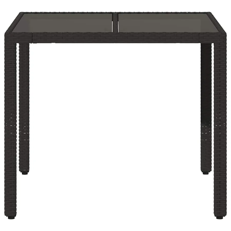 Table de jardin dessus en verre Noir 90x90x75 cm Résine tressée - 4