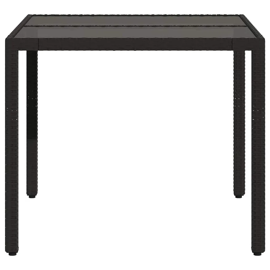 Table de jardin dessus en verre Noir 90x90x75 cm Résine tressée - 5