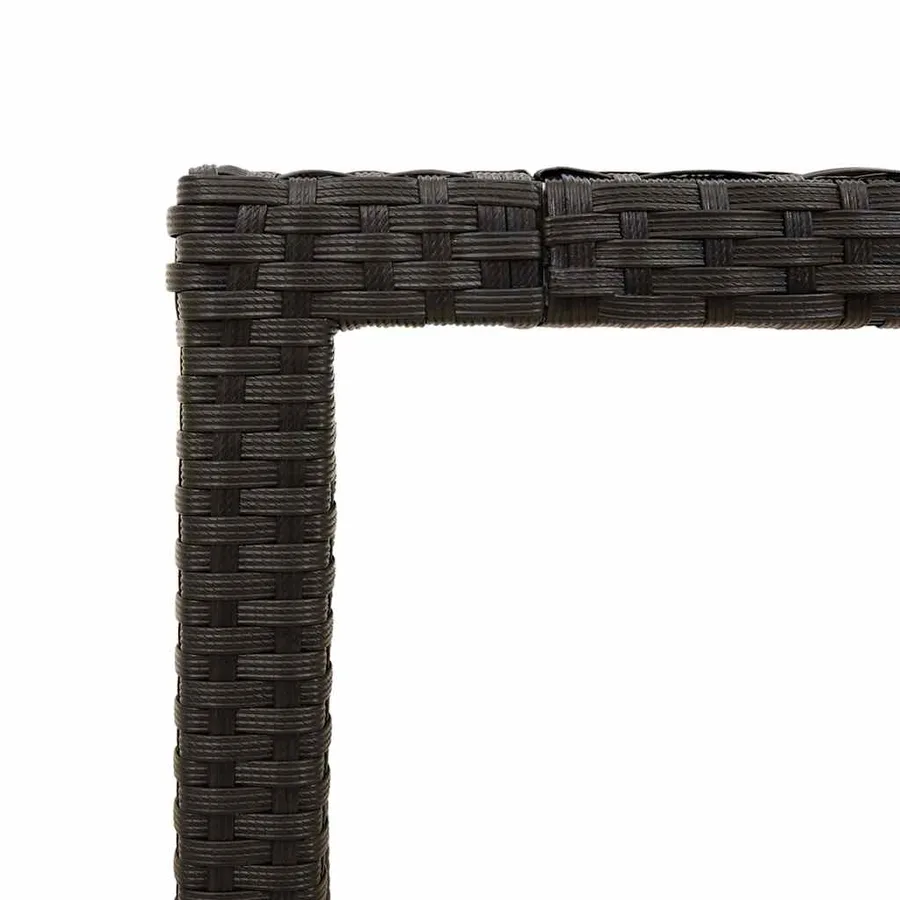Table de jardin dessus en verre Noir 90x90x75 cm Résine tressée - 9