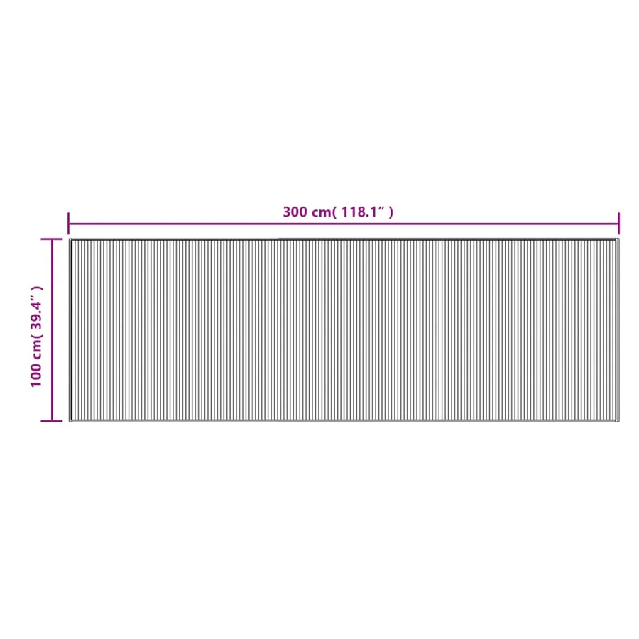 Tapis rectangulaire marron foncé 100x300 cm bambou - 8
