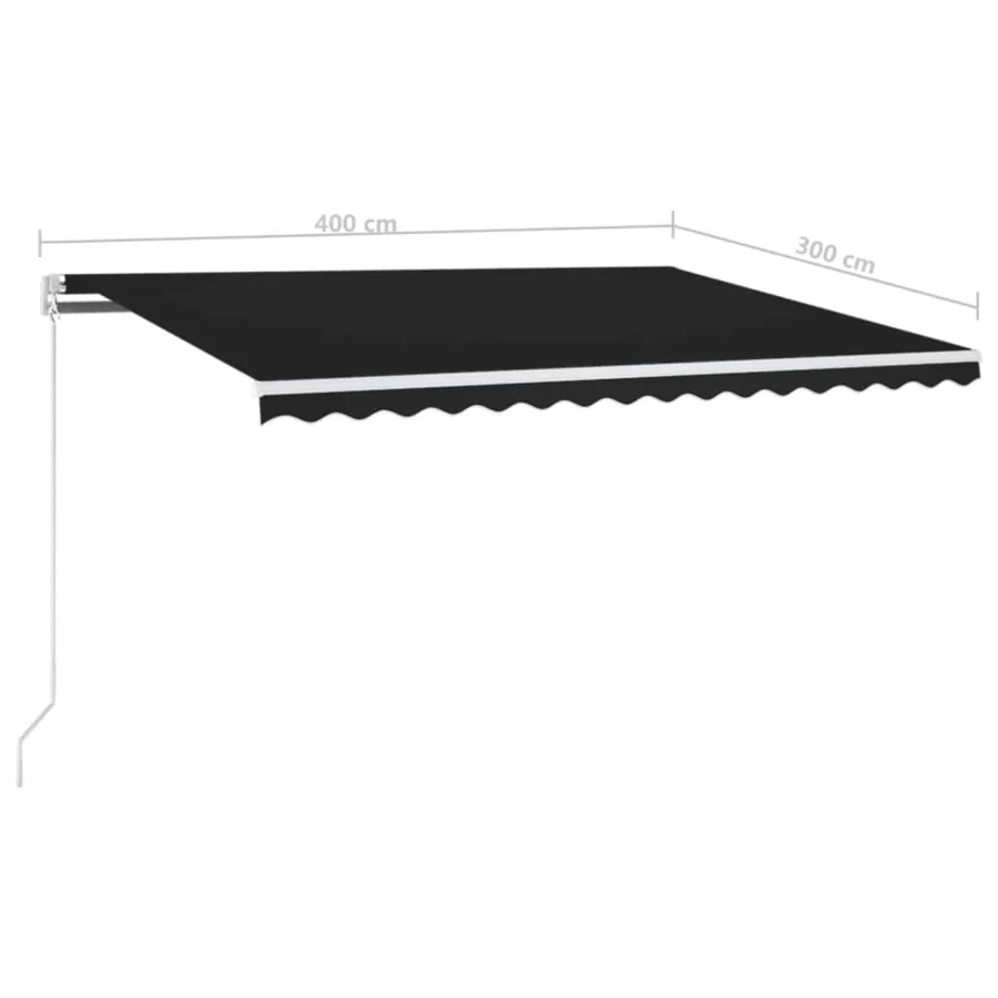 Auvent manuel rétractable avec LED 400x300 cm Anthracite - 7
