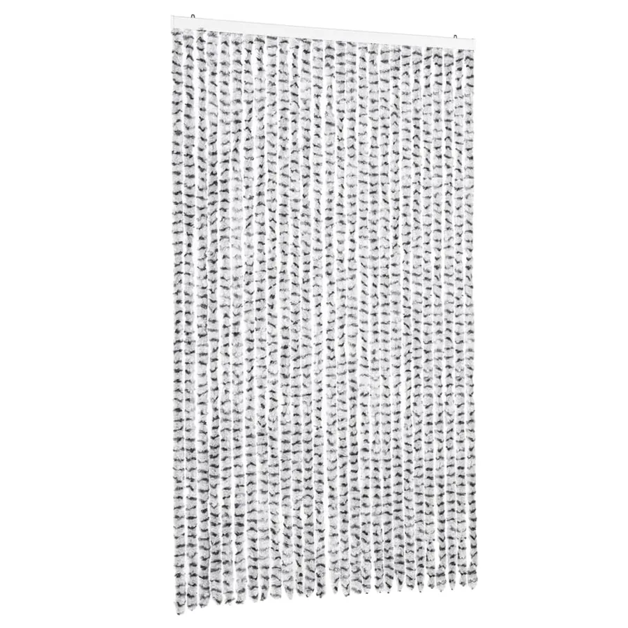 Rideau anti-mouches gris clair et gris foncé 118x220cm chenille - 2