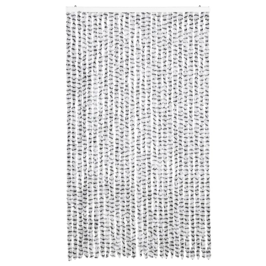 Rideau anti-mouches gris clair et gris foncé 118x220cm chenille - 3