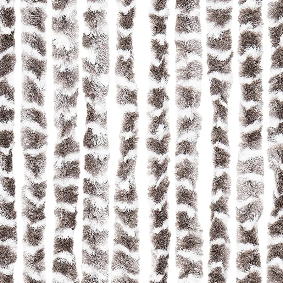 Rideau anti-mouches taupe et blanc 118x220 cm chenille - 5