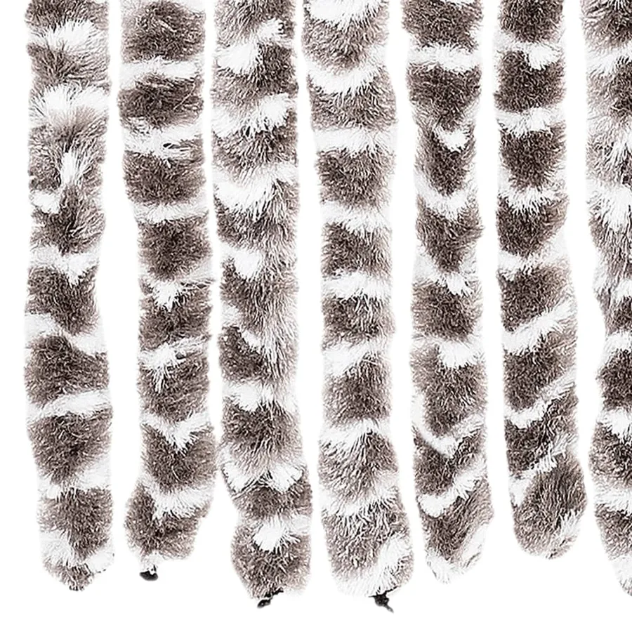 Rideau anti-mouches taupe et blanc 118x220 cm chenille - 6