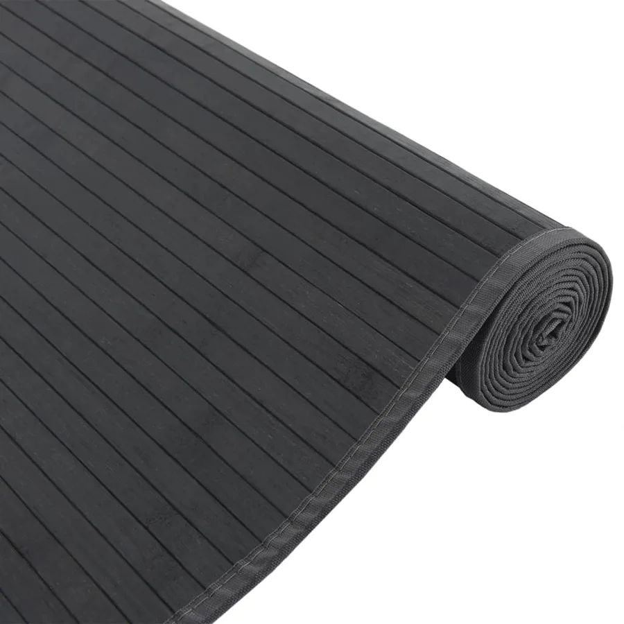 Tapis rectangulaire noir 80x400 cm bambou - 4