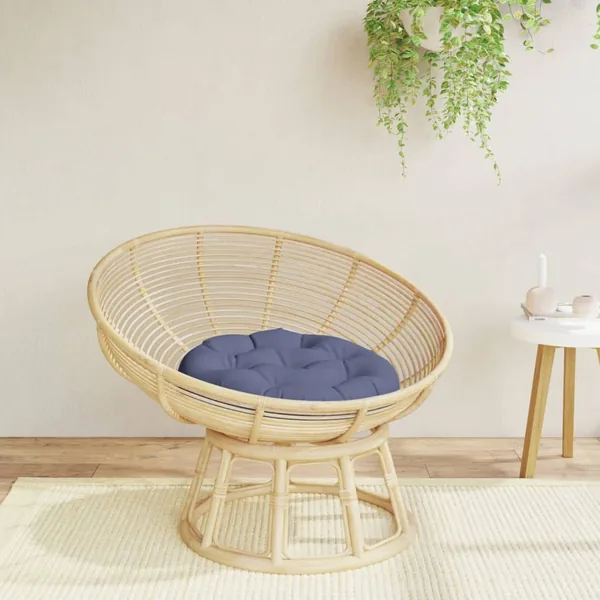 Coussin rond bleu marine Ø 60x11 cm tissu oxford
