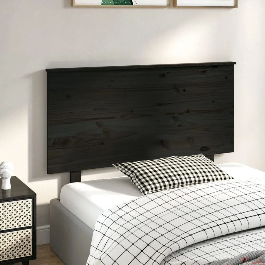 Tête de lit Noir 124x6x82,5 cm Bois massif de pin - 4