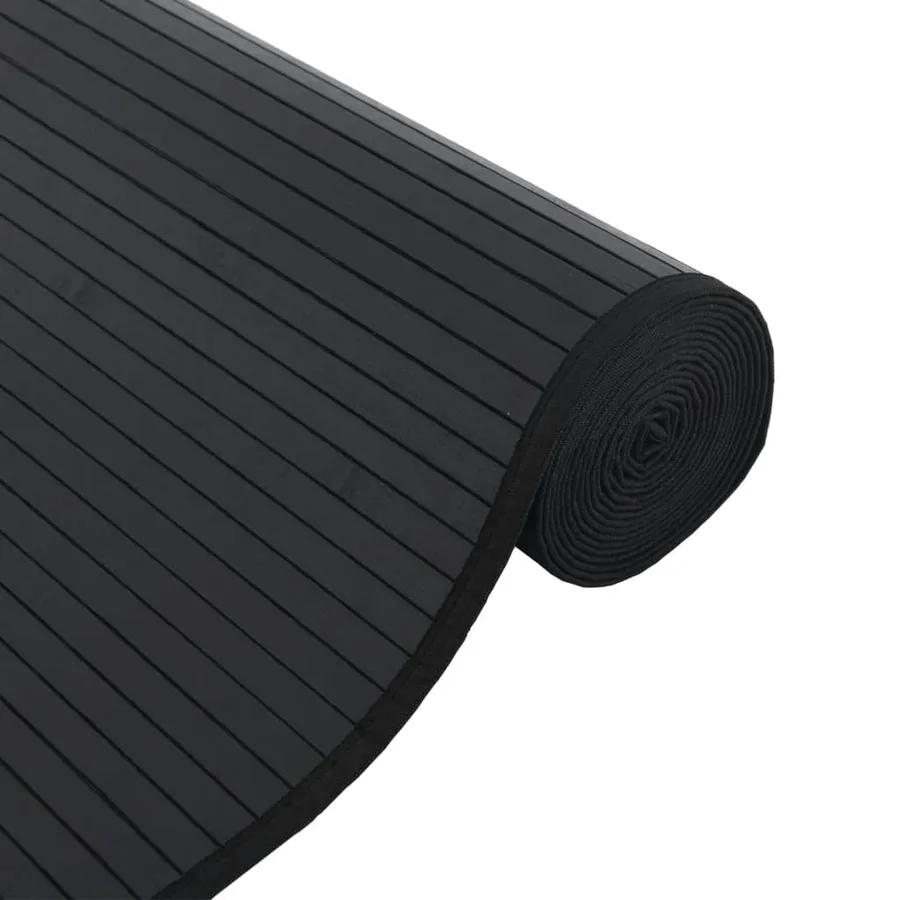 Tapis rectangulaire noir 100x1000 cm bambou - 4