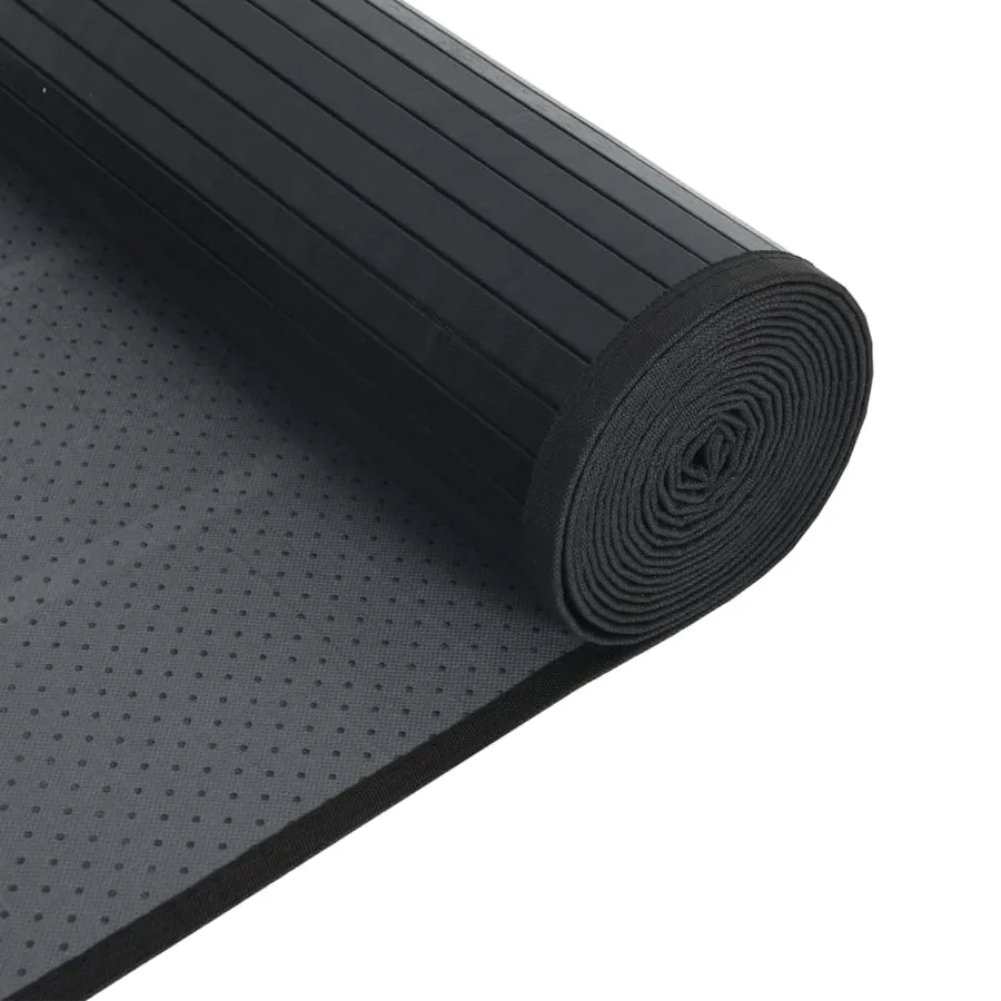 Tapis rectangulaire noir 100x1000 cm bambou - 5
