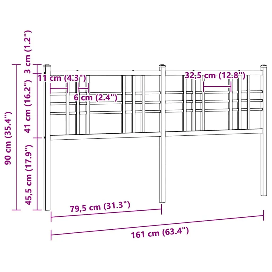 Tête de lit de remplacement métal noir 160 cm - 6