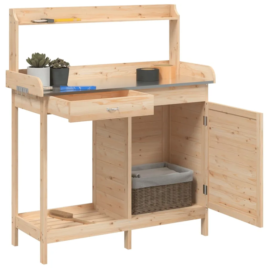 Table de rempotage avec armoire bois massif de sapin - 5