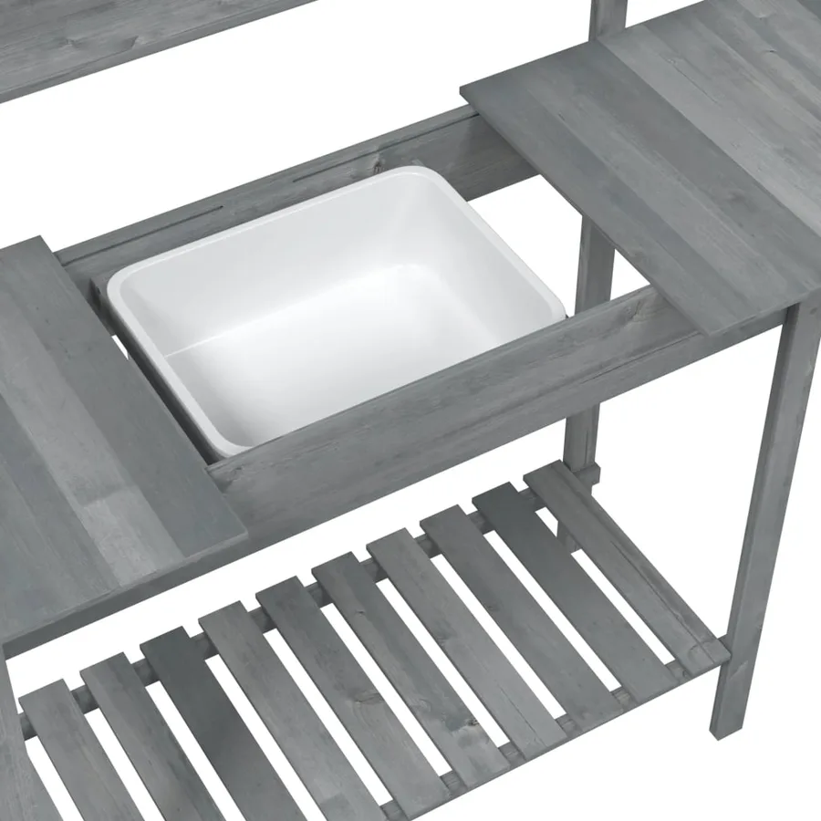 Table de rempotage avec évier gris bois massif de de sapin - 11