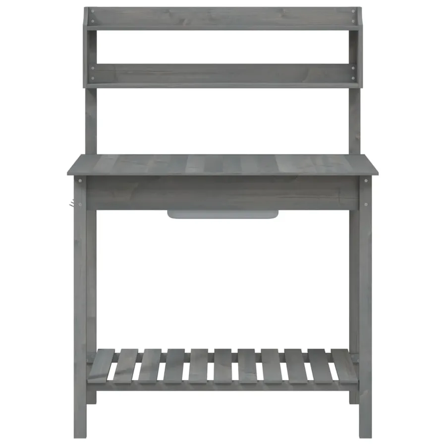 Table de rempotage avec évier gris bois massif de de sapin - 7