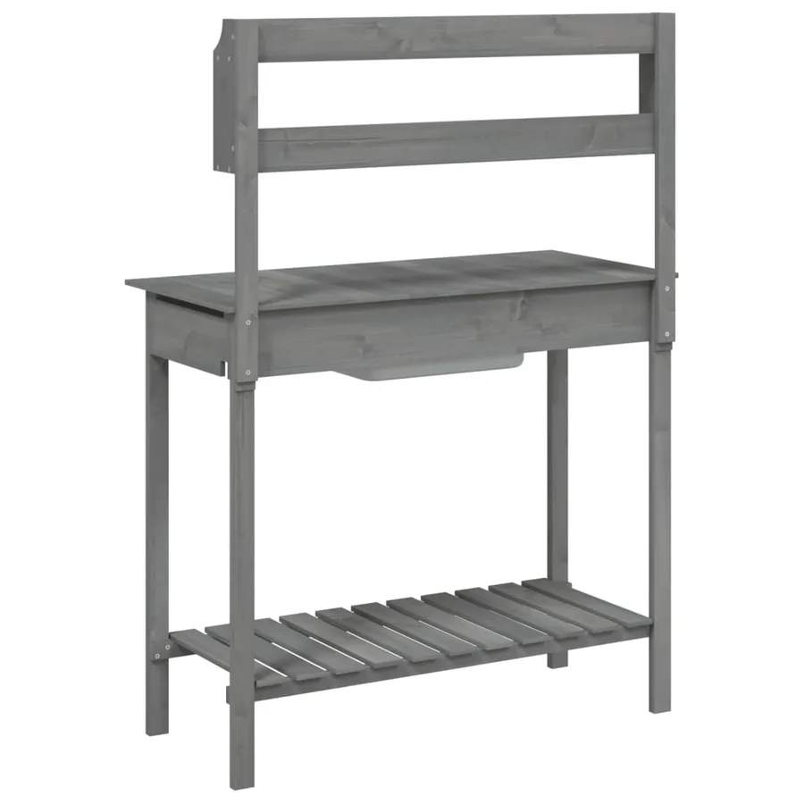 Table de rempotage avec évier gris bois massif de de sapin - 9