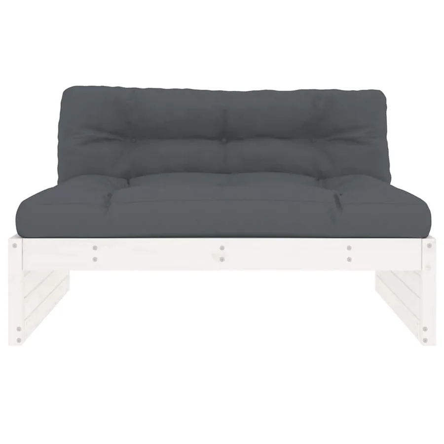Canapé central 120x80 cm blanc bois de pin massif - 3
