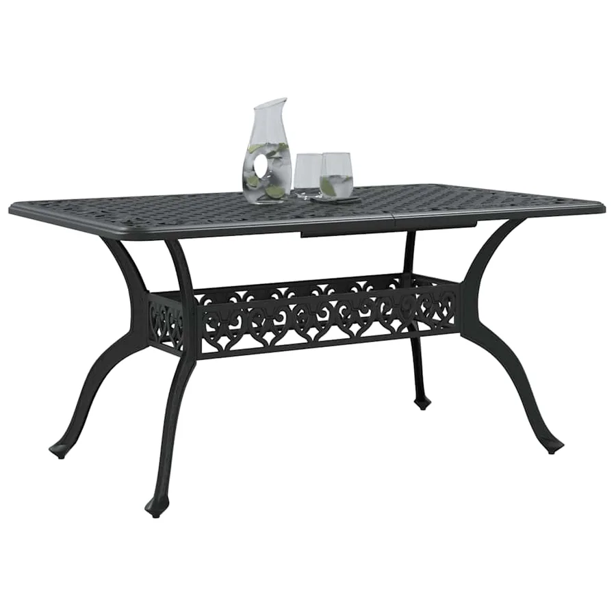Table de jardin noir 150x90x72 cm aluminium coulé - 3