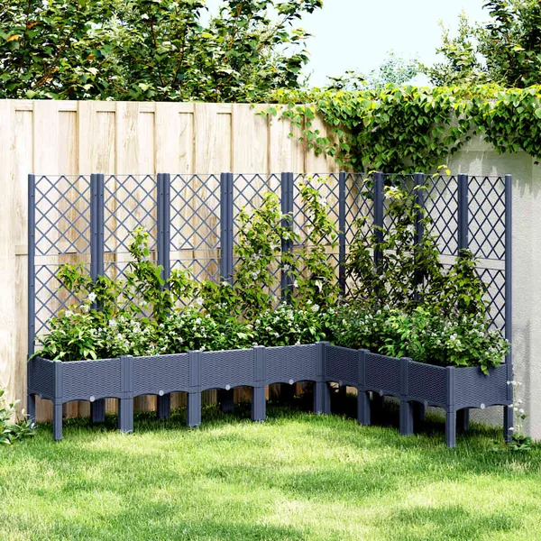 Jardinière avec treillis bleu gris 200x160x142 cm PP