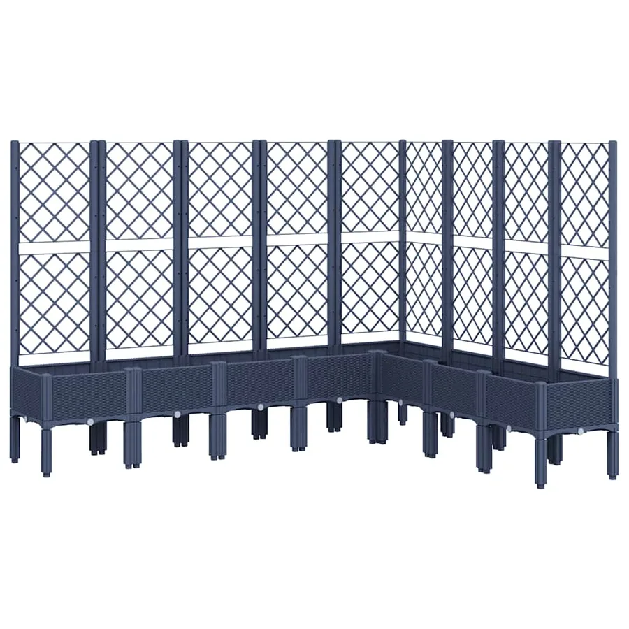 Jardinière avec treillis bleu gris 200x160x142 cm PP - 2