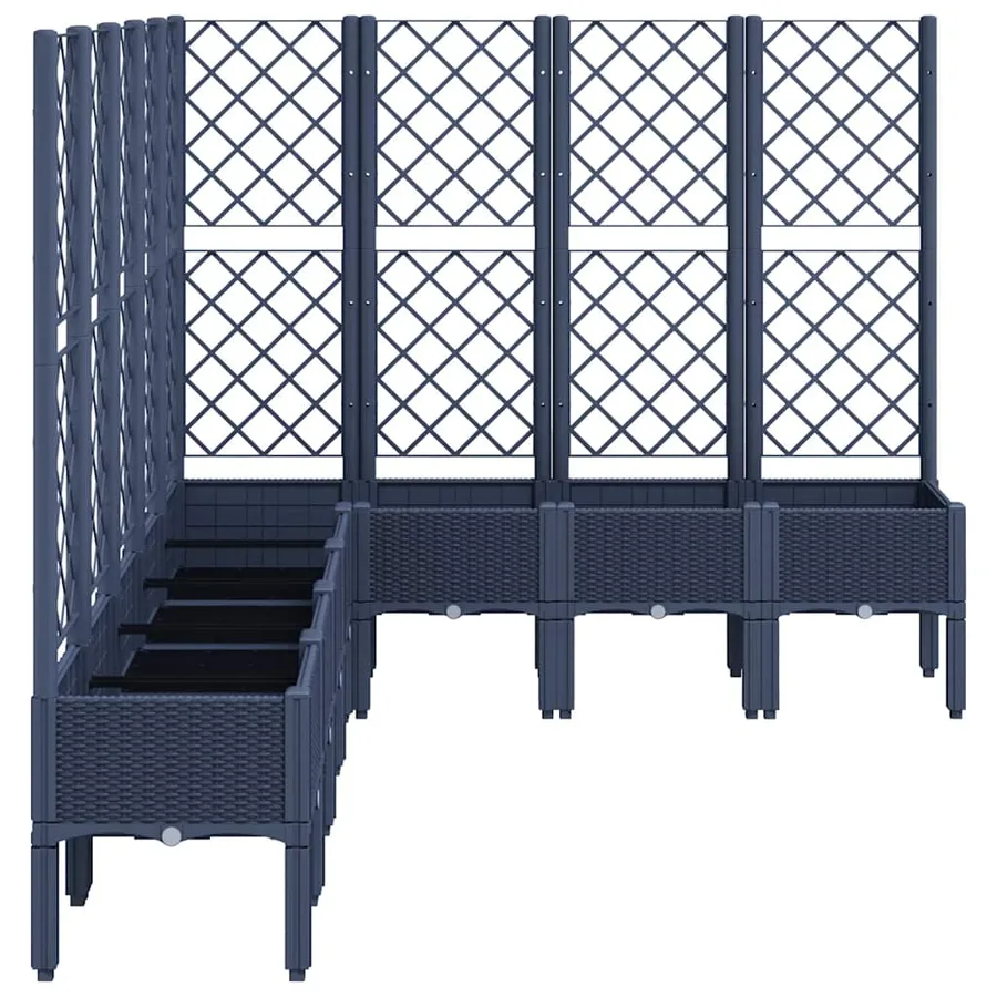 Jardinière avec treillis bleu gris 200x160x142 cm PP - 4