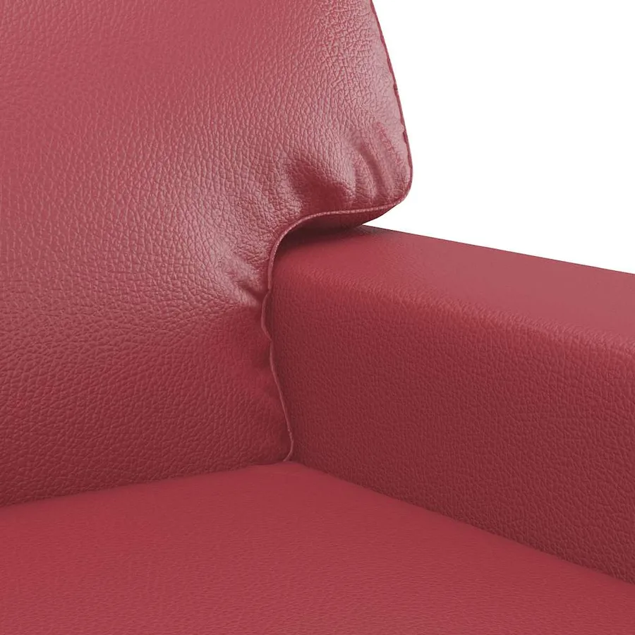 Canapé à 2 places Rouge bordeaux 120 cm Similicuir - 7