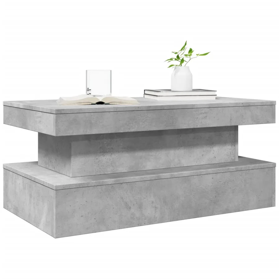Table basse avec lumières LED gris béton 90x50x40 cm - 6