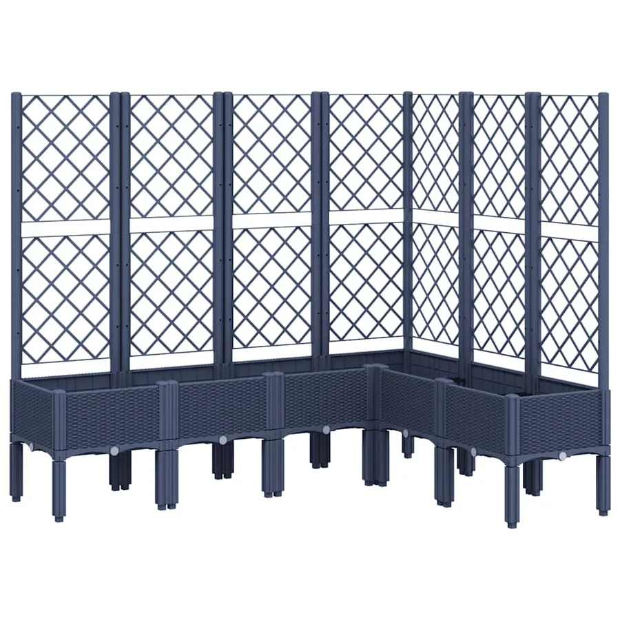 Jardinière avec treillis bleu gris 160x120x142 cm PP - 2