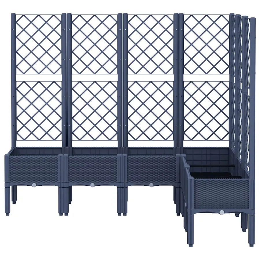 Jardinière avec treillis bleu gris 160x120x142 cm PP - 3