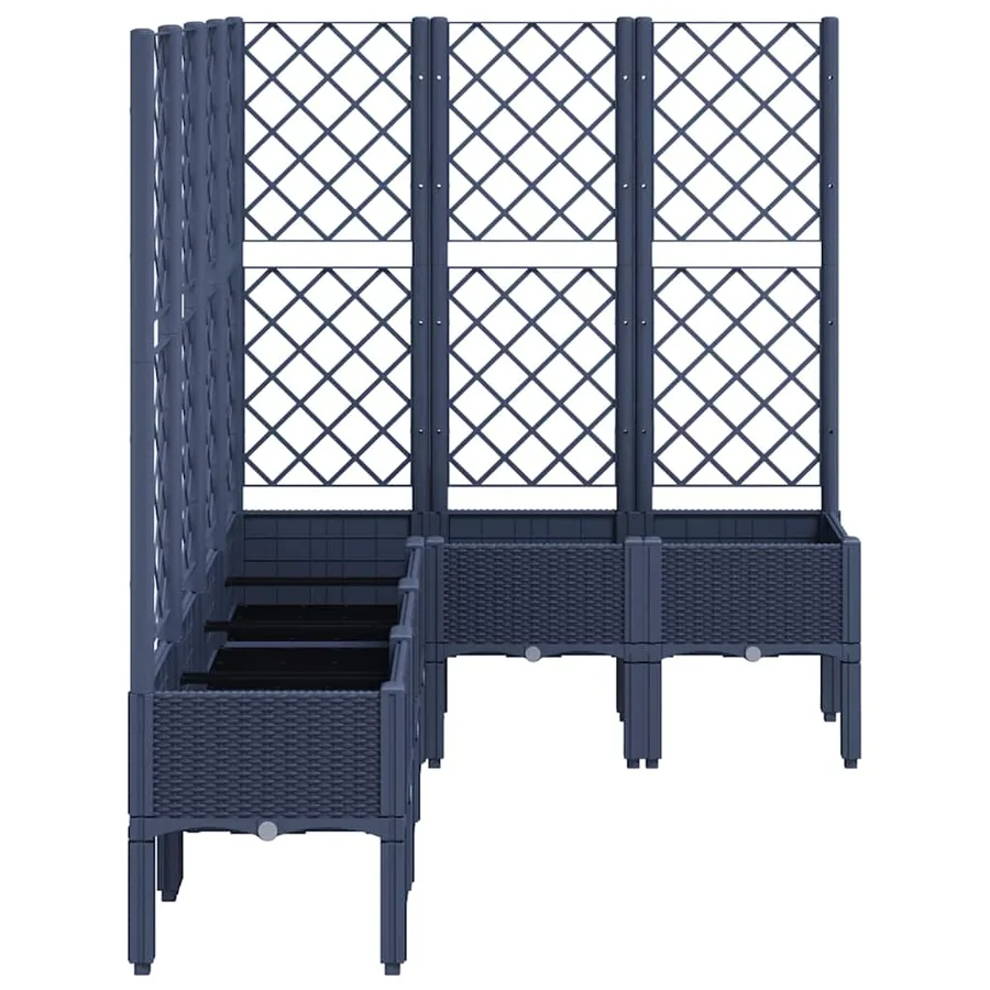 Jardinière avec treillis bleu gris 160x120x142 cm PP - 4