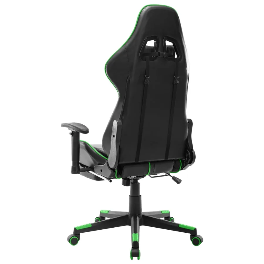Chaise de jeu avec repose-pied Noir et vert Cuir artificiel - 4