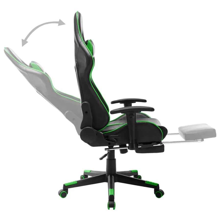 Chaise de jeu avec repose-pied Noir et vert Cuir artificiel - 6