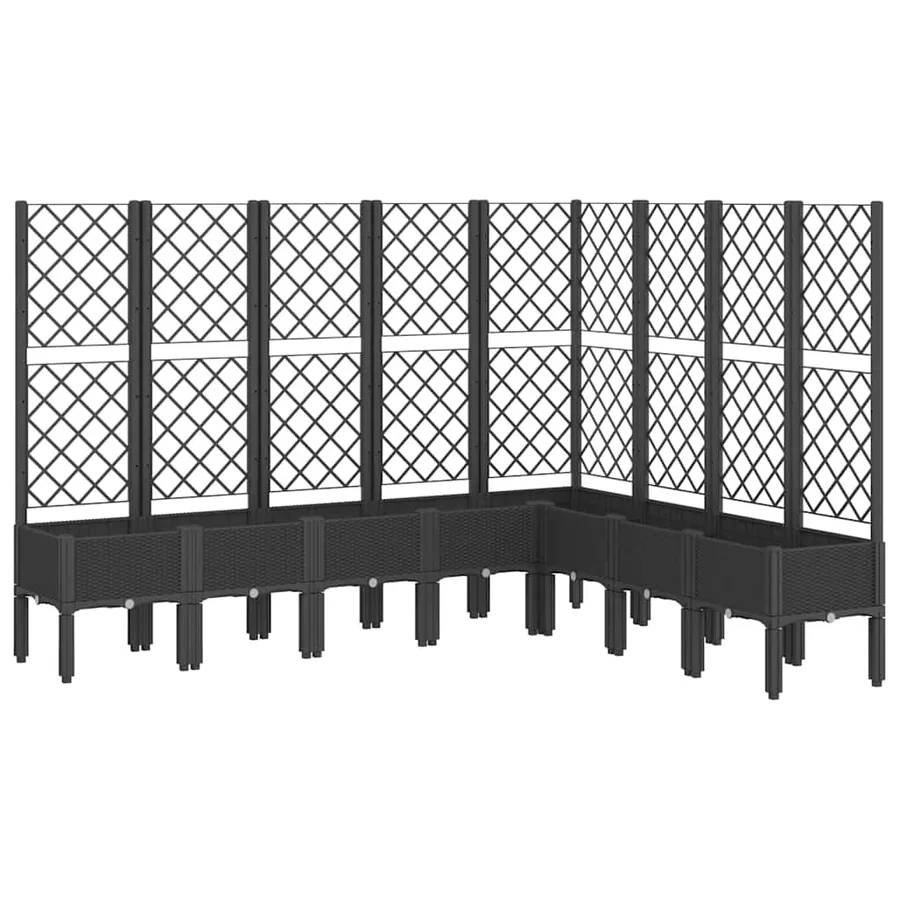 Jardinière avec treillis noir 200x160x142 cm PP - 2
