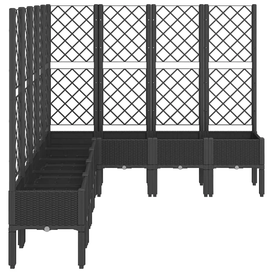 Jardinière avec treillis noir 200x160x142 cm PP - 4