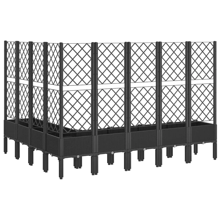 Jardinière avec treillis noir 200x160x142 cm PP - 5