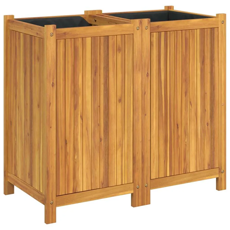 Jardinière avec doublure 84x42x75 cm bois massif d'acacia - 2