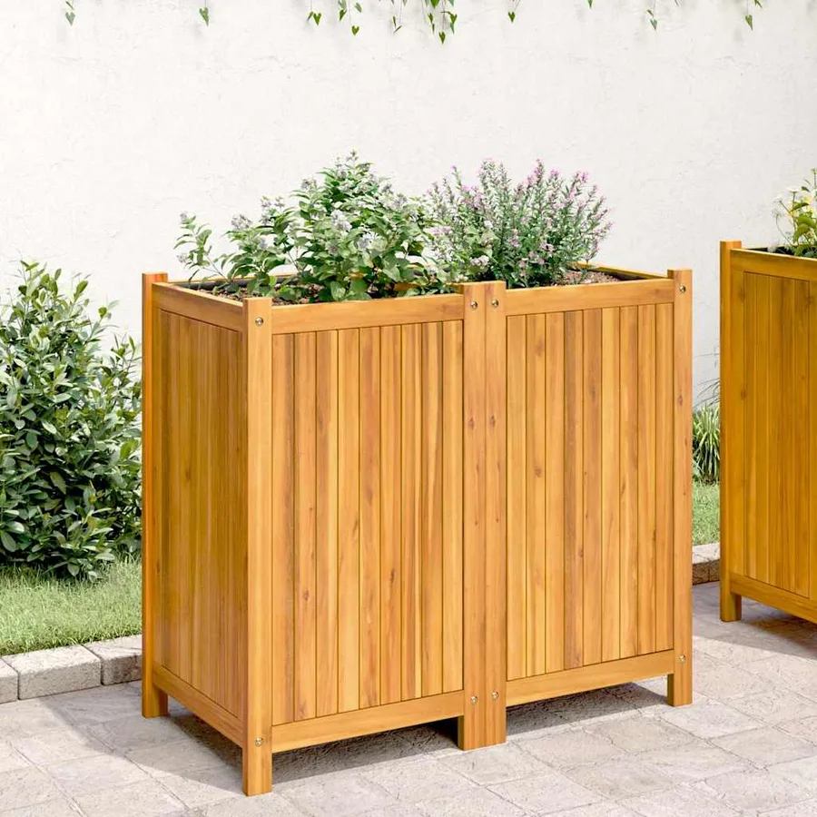 Jardinière avec doublure 84x42x75 cm bois massif d'acacia - 3