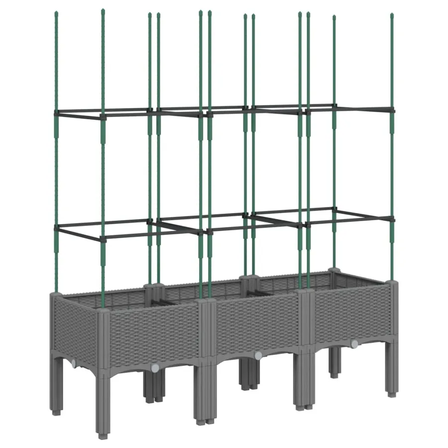 Jardinière avec treillis Gris clair 120x40x142,5 cm PP - 5