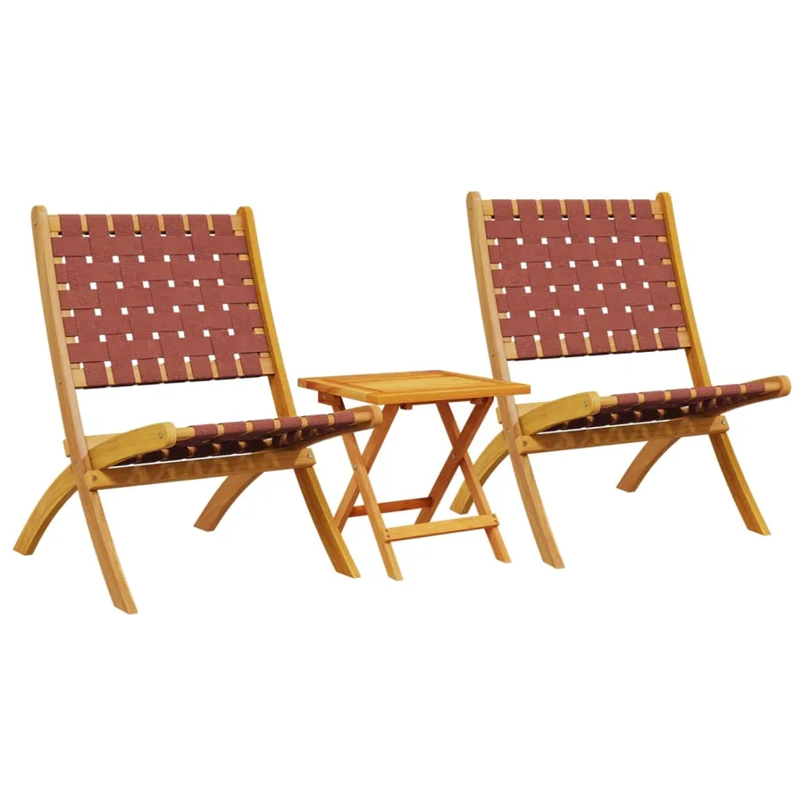 Chaises pliables de jardin lot de 2 et table rouge bois massif - 2