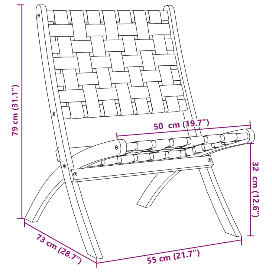 Chaises pliables de jardin lot de 2 et table rouge bois massif - 7